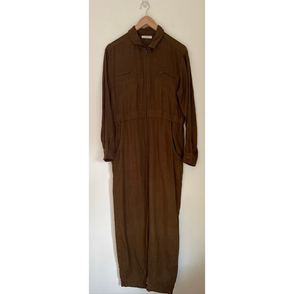 DOEN Serre Jumpsuit 100% Silk in Brown - Medium - Picture 3 of 9